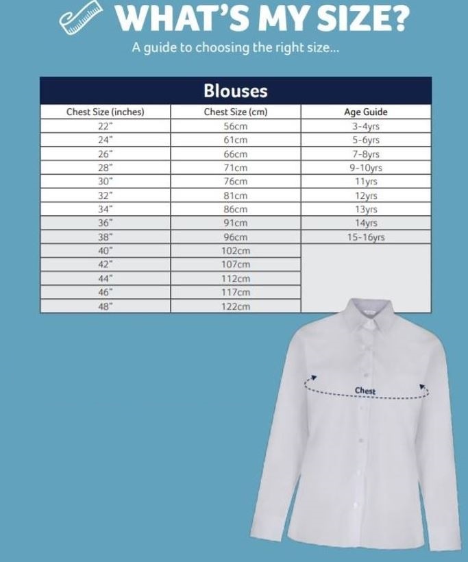 Girls Blouse - Sky- Long Sleeve (Twin Pack), Girls Blouses, St Augustine's Primary School, St Aidan's Catholic Primary Academy, Seven Kings High School